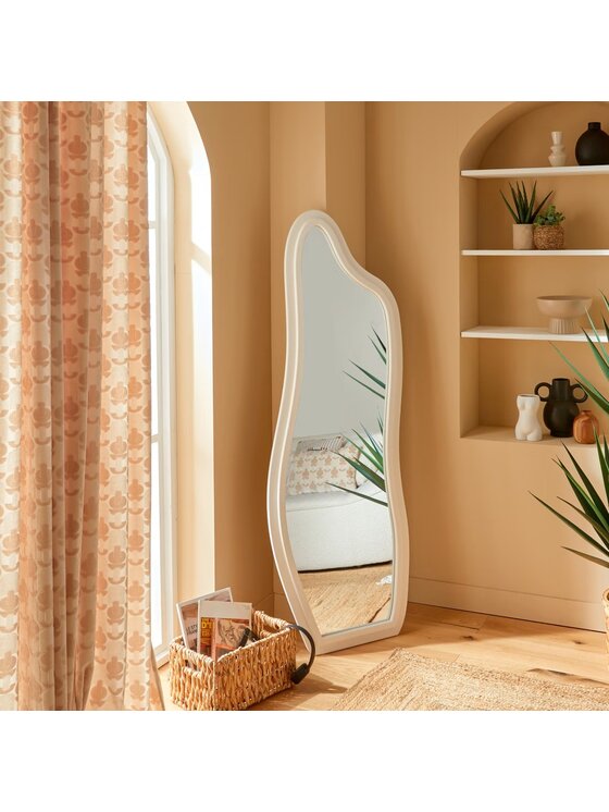 MIAhome MIAhome Lustro w nieregularnej ramie białe Emily 160x58cm Biały