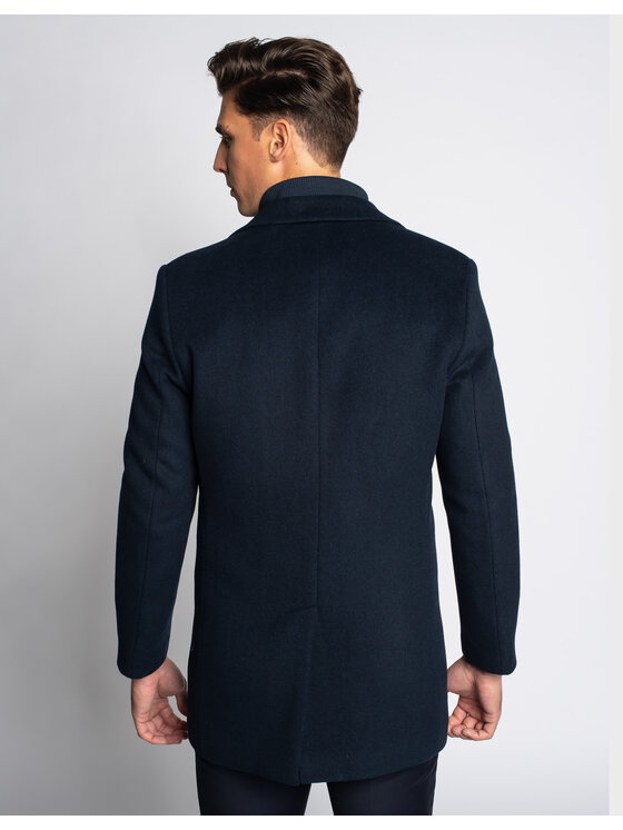 Borgio Borgio Płaszcz seveso Granatowy Classic Fit