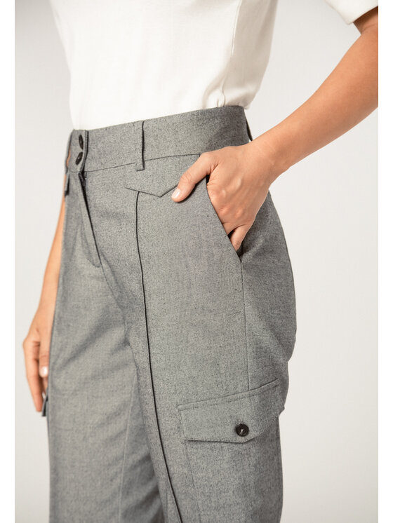 QUIOSQUE QUIOSQUE Dámské kalhoty 3TR001 Šedá Regular Fit