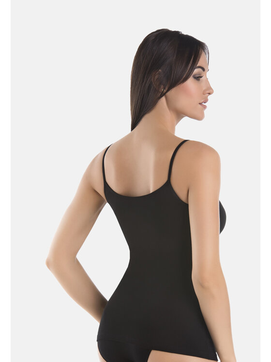 Teyli Teyli Top Koszulka na ramiączkach bawełniana Melisa Czarny Standard Fit