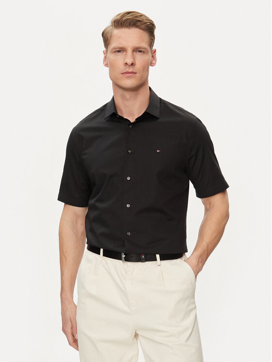 Męska Koszula Tommy Hilfiger, Rozmiar 40, Czarna, Core MW0MW34626