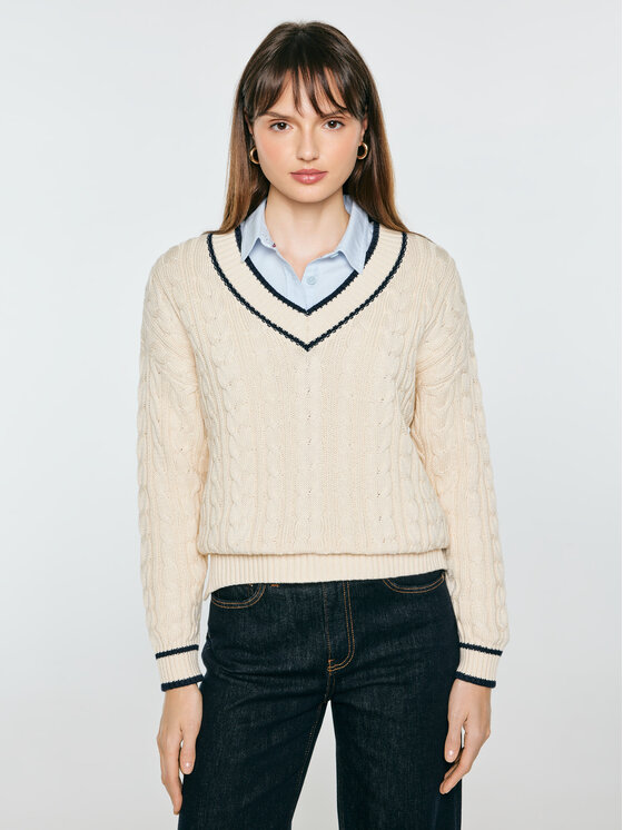 BIG STAR BIG STAR Sweter CALIA Kremowy Comfort Fit