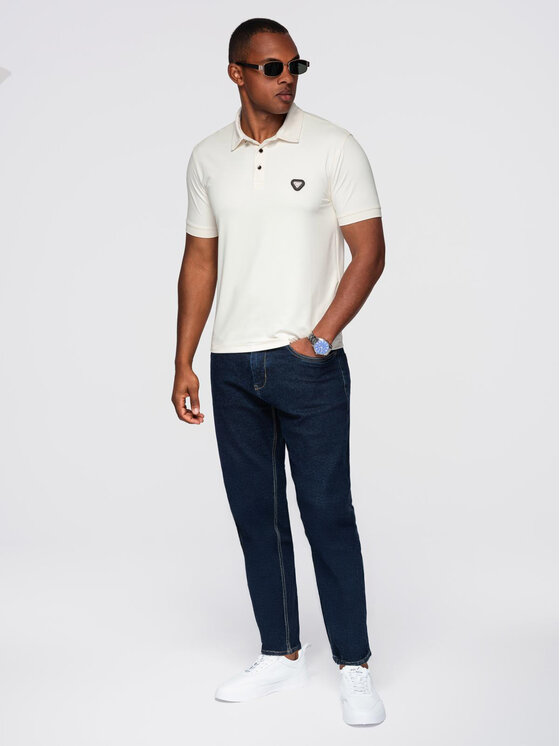 Ombre Ombre Polo OM-POSS-0150 Biały Regular Fit