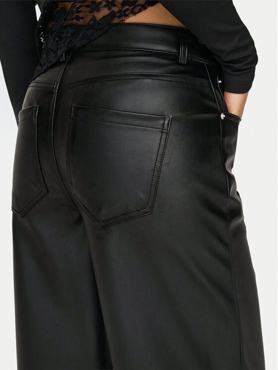 ONLY ONLY Dirbtinės odos kelnės Kiri 15324777 Juoda Straight Fit