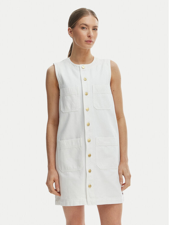 Tommy Hilfiger Tommy Hilfiger Vestito da giorno WW0WW48584 Bianco Regular Fit