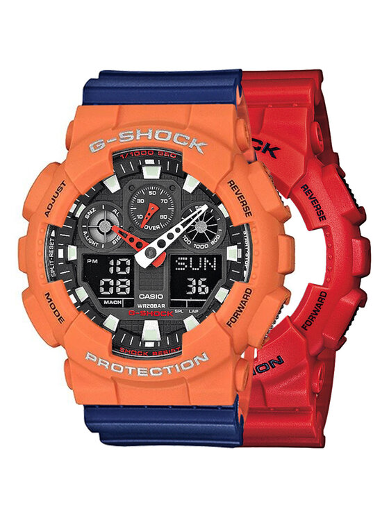 Casio Casio Zegarek SET GA-100B-4AER + BEZEL 10589006 + PASEK 10527467 Niebieski
