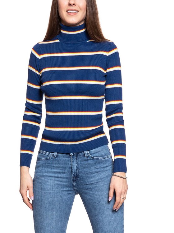 Wrangler Wrangler Sweter TURTLE NECK Kolorowy Slim Fit
