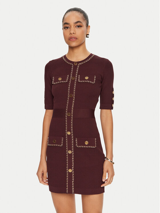 Elisabetta Franchi Vestito di maglia AM-92B-46E2 Bordeaux Regular Fit, taglia : 46