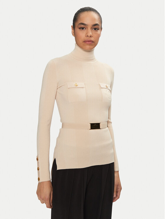 Elisabetta Franchi Elisabetta Franchi Rollkragenpullover MK-11B-46E2-V350 Beige Regular Fit