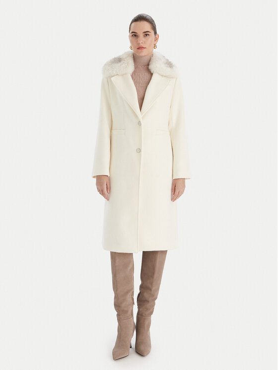 Guess Guess Вовняне пальто W5BL19 W2642 Écru Regular Fit