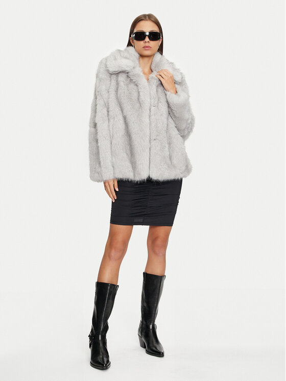 ONLY ONLY Кожено палто Rubina 15325924 Сив Regular Fit