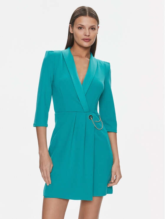 Rinascimento Koktejlové šaty CFC0019381002 Tyrkysová Regular Fit
