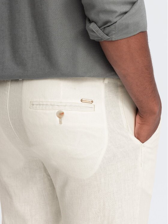 Ombre Ombre Spodnie materiałowe OM-PACP-0198 Écru Chino Fit