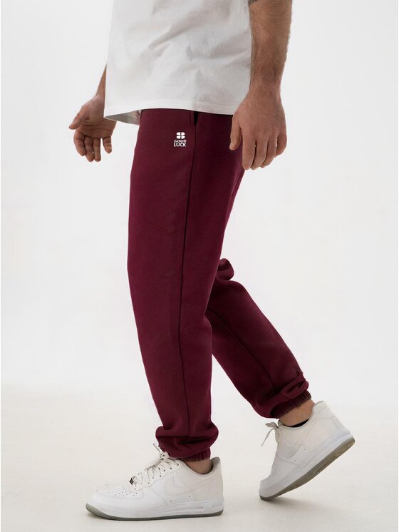 Good Luck Good Luck Spodnie dresowe Wygodne wiązane na co dzień 129935 Bordowy Regular Fit