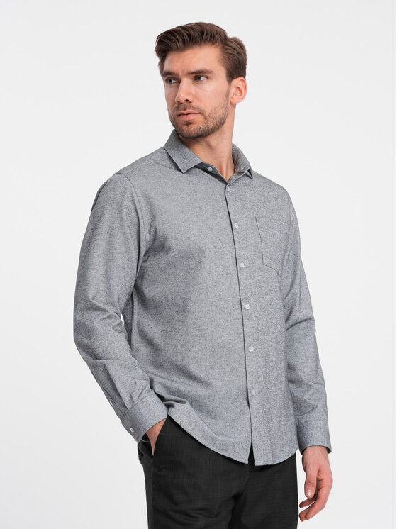 Ombre Ombre Koszula OM-SHCS-0148 Szary Regular Fit