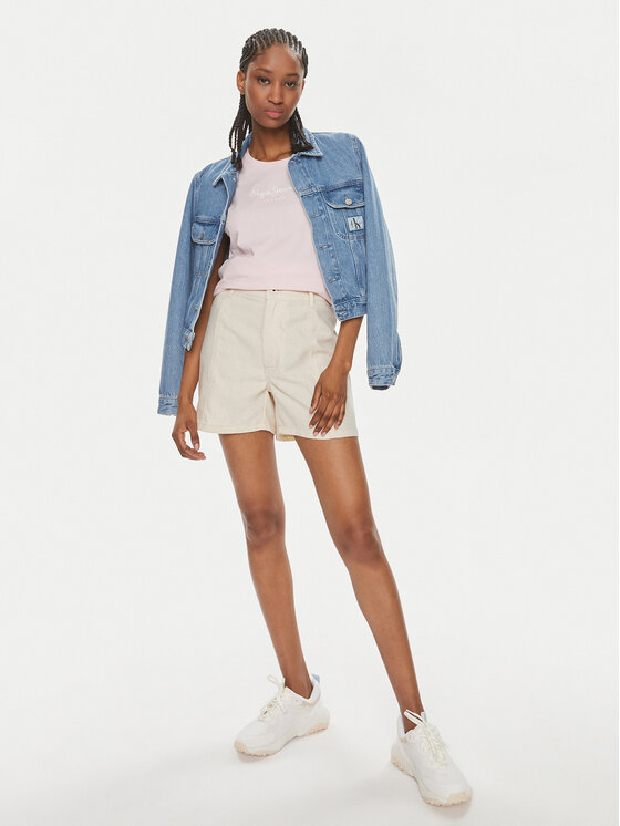Pepe Jeans Pepe Jeans Auduma šorti Tilly PL801093 Écru Regular Fit