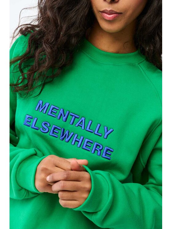 NAOKO NAOKO Bluza Mentally Elsewhere Zielony Reglan Fit