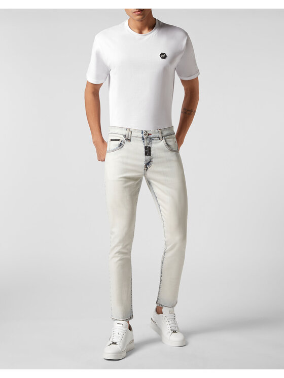 PHILIPP PLEIN PHILIPP PLEIN Jeansy 10111 Biały Skinny Fit