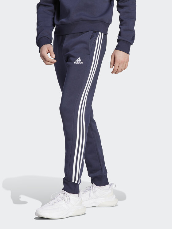 adidas Sporta bikses Essentials Fleece 3-Stripes Cuff IJ6493 Tumši zils Regular Fit