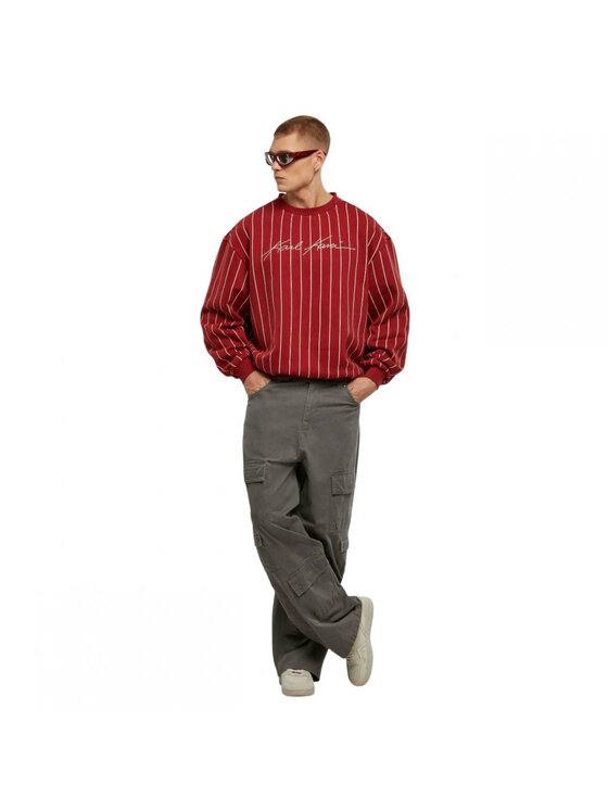 Karl Kani Karl Kani Felpa AUTOGRAPH PINSTRIPE SWEAT OS CREWNECK Rosso Regular Fit
