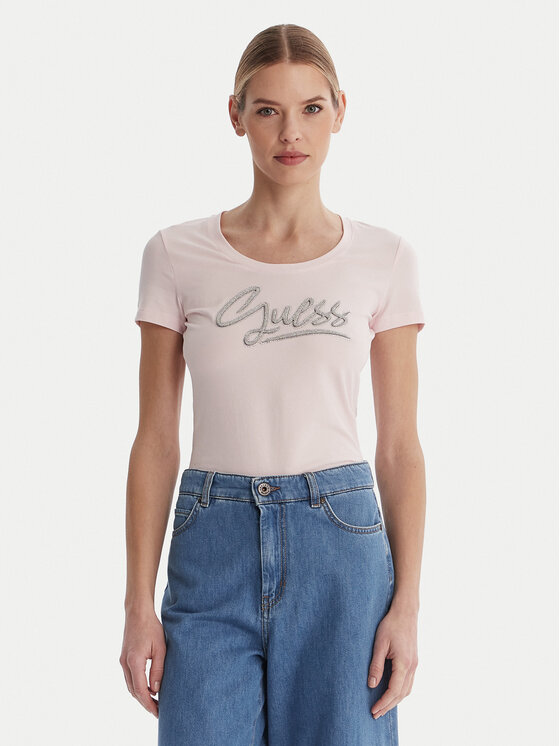 Guess Guess T-krekls W6RI24 J1314 Rozā Regular Fit