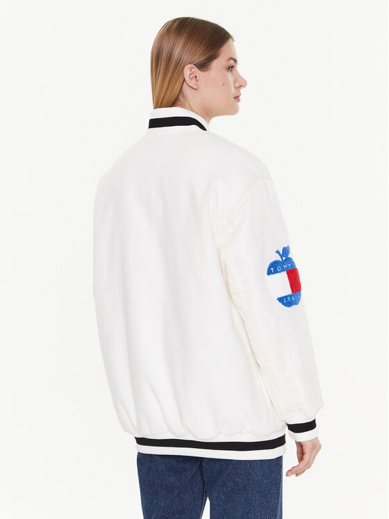 Tommy Jeans Tommy Jeans Kurtka bomber Letterman DW0DW14940 Biały Oversize