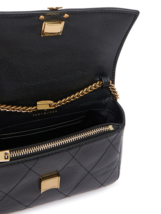 Tory Burch Tory Burch Táska Charlie Quilted Mini Top Handle Chain Wallet 186032 Fekete