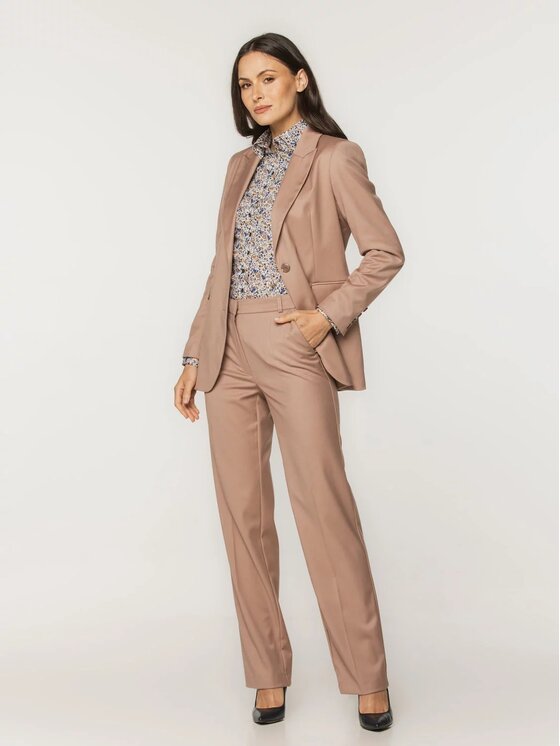Willsoor Willsoor Spodnie materiałowe 68142 Beżowy Regular Fit