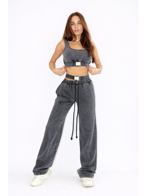 MissDenim MissDenim Spodnie dresowe Double Belt Sweatpants Czarny Oversize