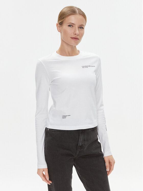 Calvin Klein Jeans Bluză J20J222644 Alb Regular Fit