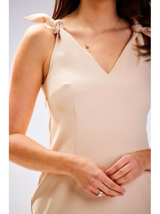 Awama Awama Sukienka letnia A571 Beżowy Basic Fit