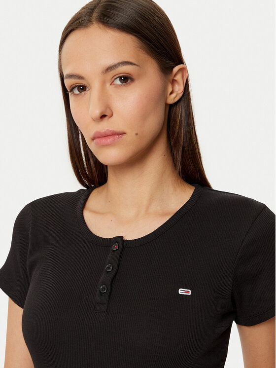 Tommy Jeans Tommy Jeans T-Shirt DW0DW19502 Schwarz Slim Fit