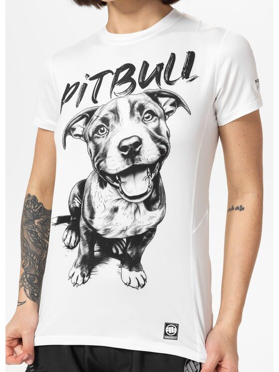 PITBULL PITBULL T-Shirt Koszulka sportowa damska Mesh PUPPY M Biały Regular Fit