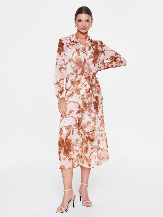 Guess Guess Hemdkleid W3RK18 WDW52 Beige Regular Fit