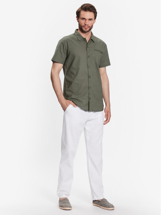 INDICODE INDICODE Pantaloni din material Clio 60-301 Alb Regular Fit
