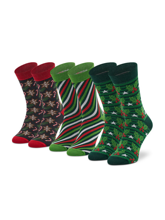 Set de 3 perechi de șosete medii unisex Rainbow Socks Xmas Socks Box Stripes Pak 3 Verde