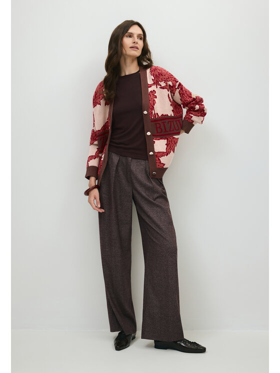 BIZUU BIZUU Kalhoty z materiálu BANOS WIDE-LEG Hnědá Standard Fit