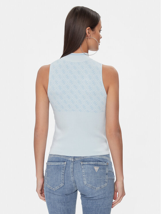 Guess Guess Pulover Lise W3YR26 Z37K0 Albastru celest Slim Fit