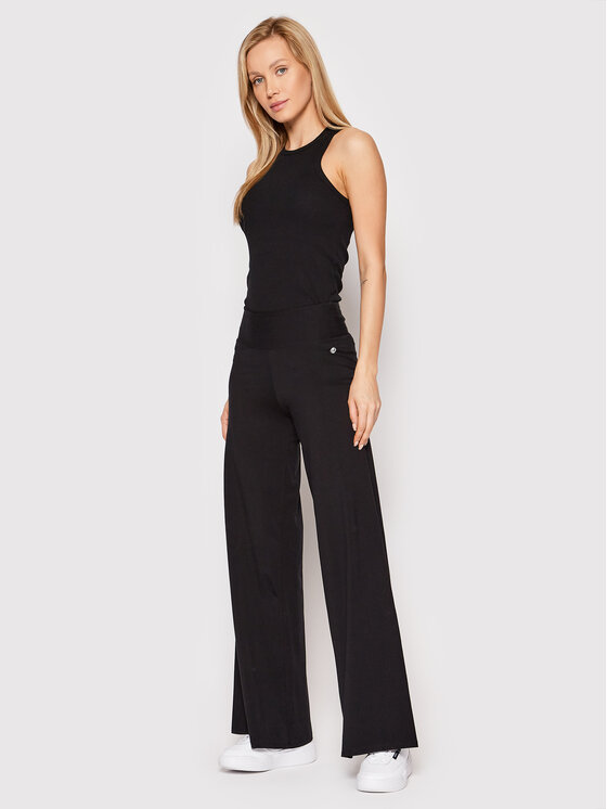 Pantaloni da tuta Wide Leg A00168 Nero Regular Fit...
