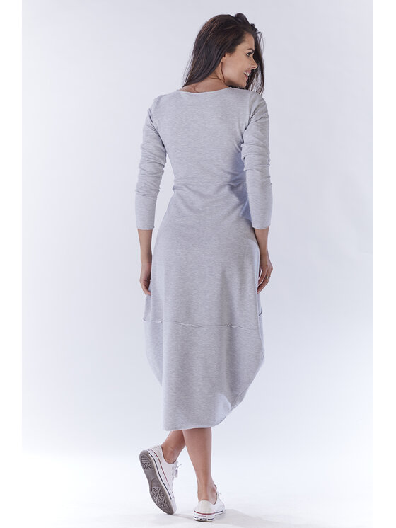 Awama Awama Úpletové šaty A191 Šedá Basic Fit