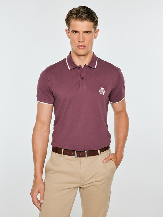 BIG STAR BIG STAR Polo SELLER Bordowy Basic Fit