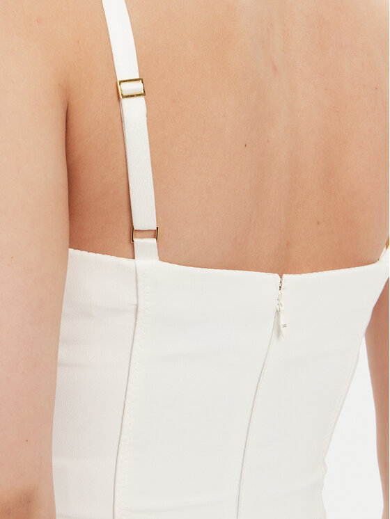 Elisabetta Franchi Elisabetta Franchi Коктейлна рокля AB-702-51E2 Бял Regular Fit