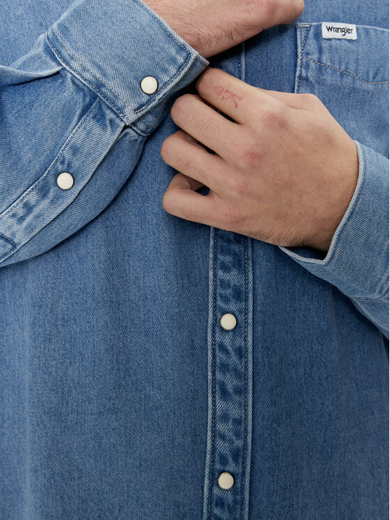 Wrangler Wrangler Koszula jeansowa 112350578 Niebieski Regular Fit
