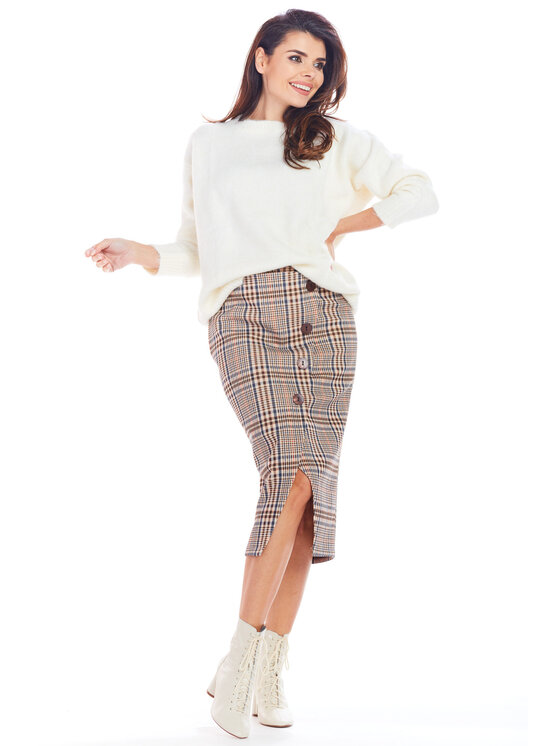 Awama Awama Sukně A363 Hnědá Basic Fit