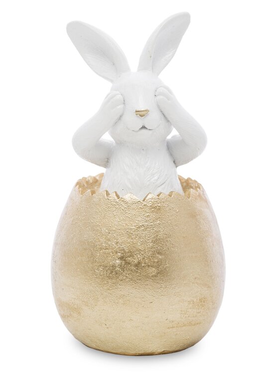 MIAhome MIAhome Figurka 3 króliki w złotych skorupkach 14x7x7 cm Złoty