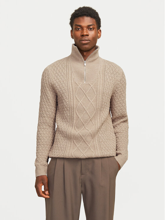 Jack&Jones Męski Sweter, rozmiar L, Beżowy, Blunorth 12261780
