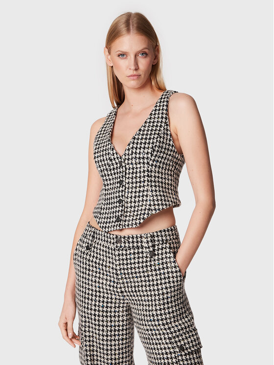 Gilet Sparkly Houndstooth RT1903 Bianco Slim Fit