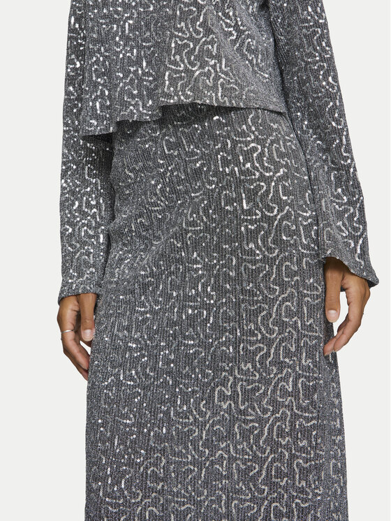 Vila Vila Maxi suknja Sanadu 14101820 Srebrna Regular Fit