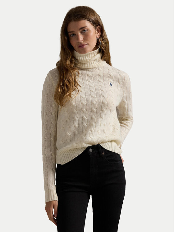Polo Ralph Lauren Pull a col roule 211888686012 Blanc Regular Fit Modivo