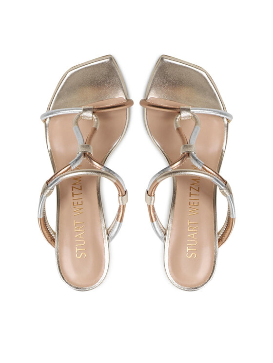 Stuart Weitzman Șlapi Woven Knot 100 Sanda SA620 Auriu | Modivo.ro